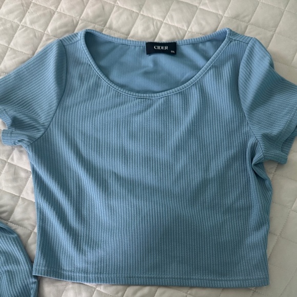 Cider Sky Blue Ribbed Pant & Top - Picture 3 of 5